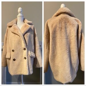 NEW Free People-Faux Fur Rose/Apricot coat/jacket